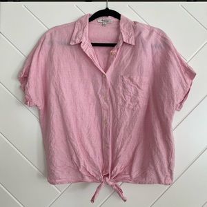 Madewell Pink Tie Bottom Blouse